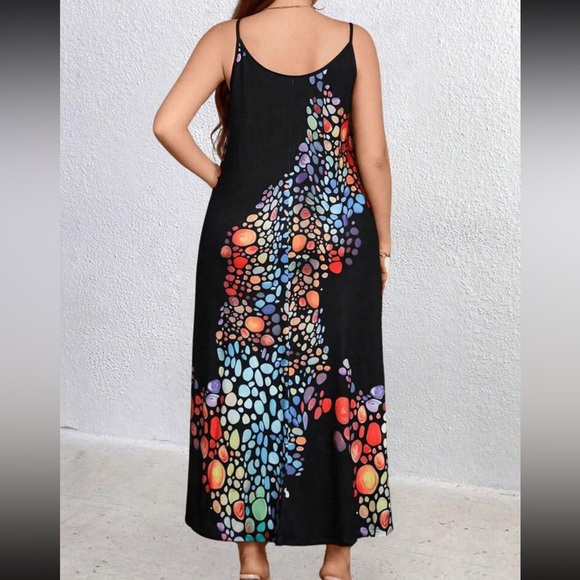 Plus Size Women's Star Print Cami Maxi Dress Independence Day White - Picture 6 of 10